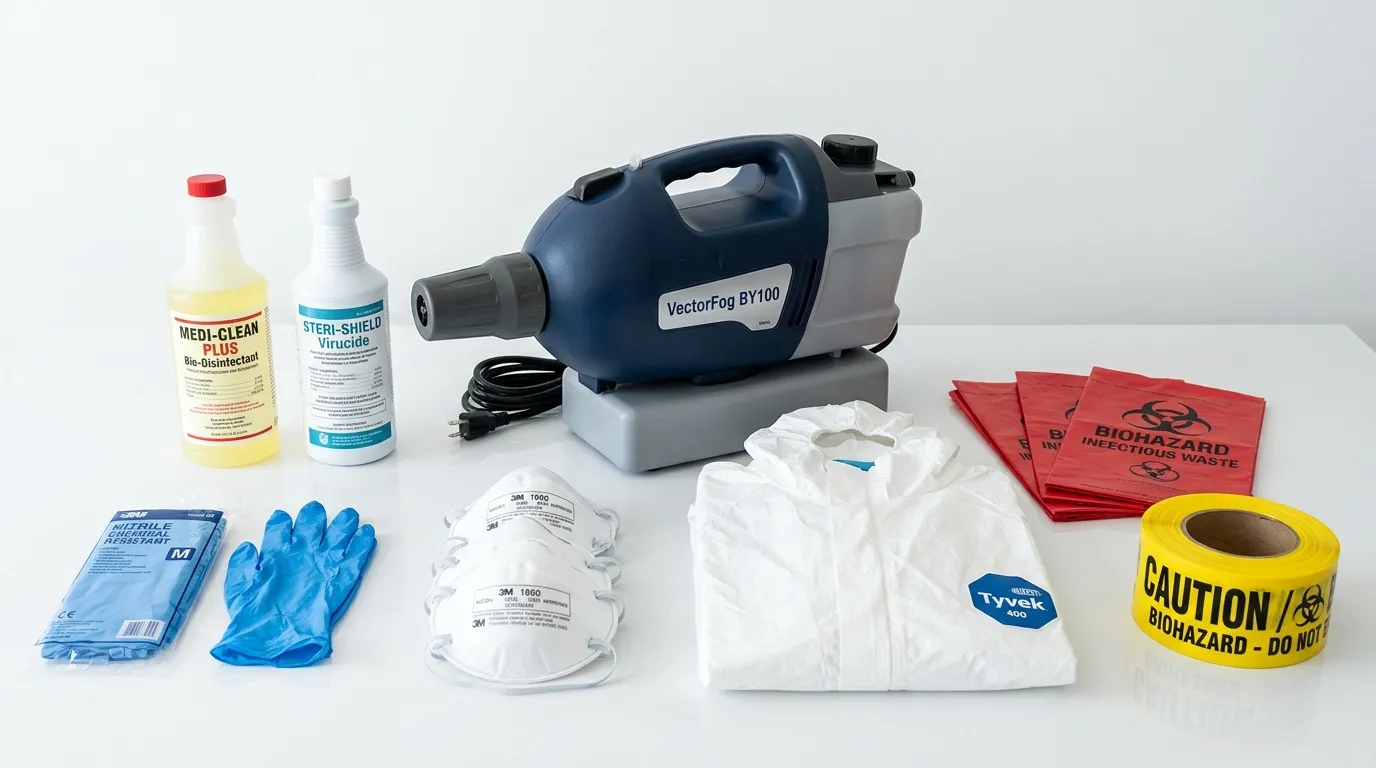 Professional biohazard remediation crew working in Temperance